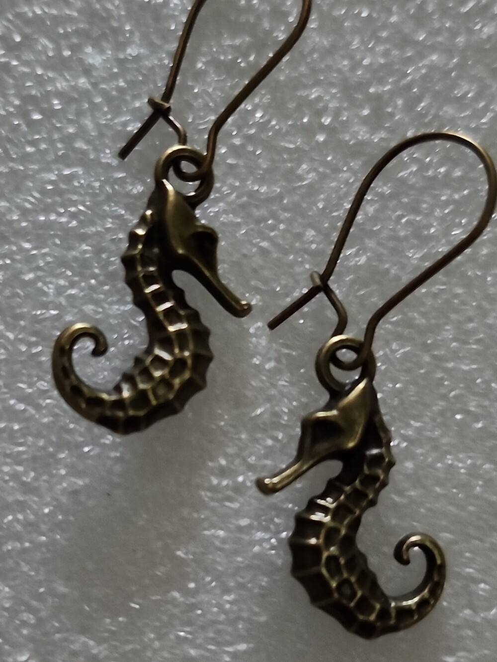 Hand Crafted Bronze Seahorse Drop Earrings